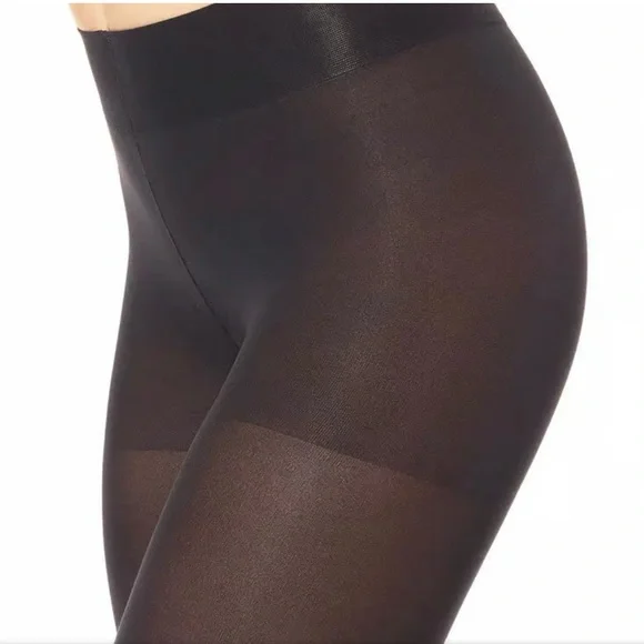 NWT- HUE- Set of 2 Total Opaque Control Top Tights. Black and Gray. Size:1 - Picture 3 of 9